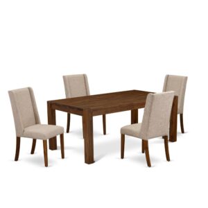 EAST WEST FURNITURE 5-Pc MODERN DINING TABLE SET- 4 FABULOUS PARSON CHAIRS AND 1 MODERN DINING ROOM TABLE