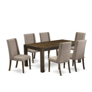 EAST WEST FURNITURE 7-PC DINETTE ROOM SET- 6 AMAZING PARSON DINING CHAIRS AND 1 MODERN KITCHEN TABLE