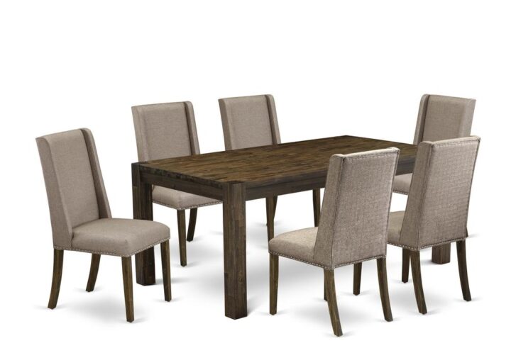 EAST WEST FURNITURE 7-PC DINETTE ROOM SET- 6 AMAZING PARSON DINING CHAIRS AND 1 MODERN KITCHEN TABLE