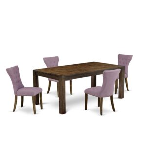 EAST WEST FURNITURE 5-PIECE MODERN DINING TABLE SET- 4 STUNNING KITCHEN PARSON CHAIRS AND 1 DINING TABLE