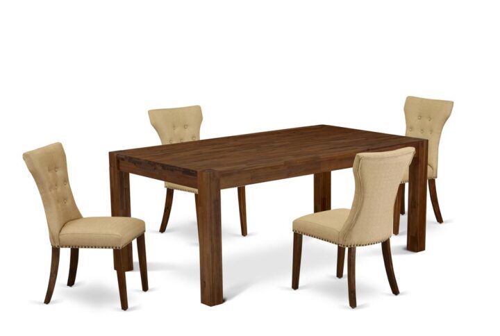 EAST WEST FURNITURE 5-PIECE KITCHEN DINING ROOM SET- 4 STUNNING PARSON DINING CHAIRS AND 1 MODERN KITCHEN TABLE