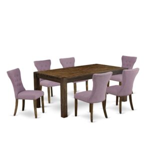 EAST WEST FURNITURE 7-PIECE KITCHEN DINING SET- 6 STUNNING PARSON DINING CHAIRS AND 1 RECTANGULAR DINING TABLE
