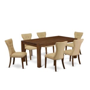 EAST WEST FURNITURE 7-PIECE KITCHEN ROOM TABLE SET- 6 EXCELLENT PARSON CHAIRS AND 1 WOODEN DINING TABLE