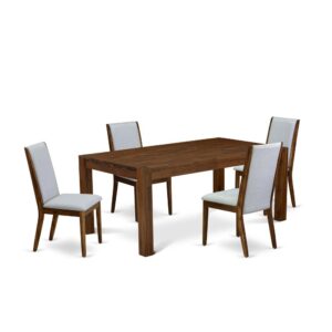 EAST WEST FURNITURE 5-PIECE MODERN DINING TABLE SET- 4 STUNNING PADDED PARSON CHAIR AND 1 MODERN RECTANGULAR DINING TABLE