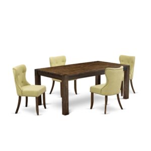 EAST WEST FURNITURE 5-PIECE DINING TABLE SET- 4 WONDERFUL PARSON CHAIRS AND 1 KITCHEN DINING TABLE