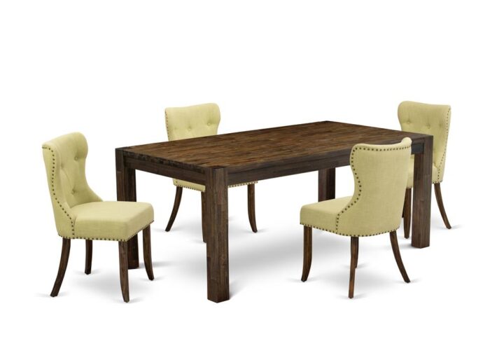 EAST WEST FURNITURE 5-PIECE DINING TABLE SET- 4 WONDERFUL PARSON CHAIRS AND 1 KITCHEN DINING TABLE