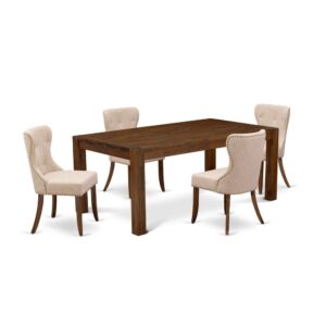 EAST WEST FURNITURE 5-Pc KITCHEN DINING SET- 4 WONDERFUL PADDED PARSON CHAIR AND 1 BREAKFAST TABLE