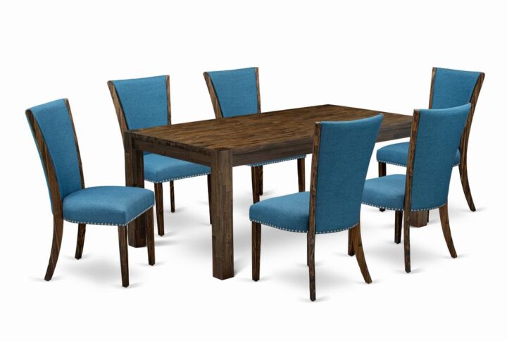Introducing East West furniture's new Lismore furniture set that can turn your house into a home. This special and fancy kitchen set comes with a kitchen table combined with Parson Dining Chairs. Impressive wood texture with Distressed Jacobean color and the rectangular shape design defines the stability and sustainability of the dining table. The optimal dimensions of this kitchen table set made it quite simple to carry