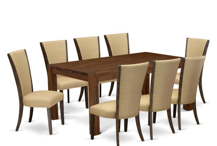 Introducing East West furniture's innovative Lismore home furniture set which can transform your house into a home. This exclusive and cutting edge dining set includes a dinette table combined with Parsons Chairs. Impressive wood texture with Distressed Jacobean color and the rectangular shape design describes the strength and sustainability of the dining table. The perfect dimensions of this dining table set made it quite simple to carry