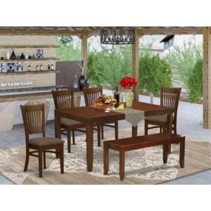 style and an amazing Espresso finish well-matched to any sort of interior decoration style.The small dining table set comes with 4 attractive slat back dining chairs give the most cozy design. Plush and unique
