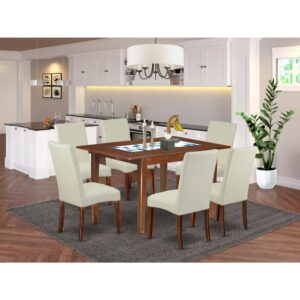 clean and fresh lines and pretty luxury. The dining table stores an easily accessible extendable leaf to expand the counter height dining table top space and fold and hide away to conserve precious space. This wooden table provides a strong