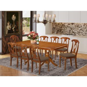 rounded corners to match all fabulous dining room. Dining table comes with a double pedestal with an very simple butterfly leaf.