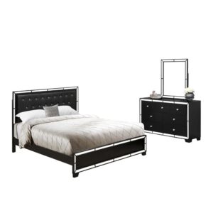 Our Black Elegant Faux Leather Upholstery And Padded Head Board Will Help To Make Any Bed Room Luxurious And Take Sleep To A Whole New Level With Comfort. We Are Providing A King Size Bed Set  That Contains 1 King Size Bed Frame