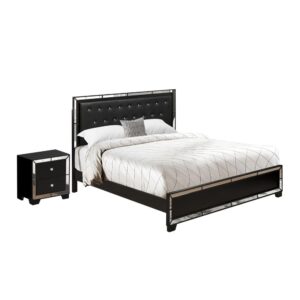 Our Black Luxurious Faux Leather Upholstery And Padded King Headboard Will Make Any Master Bedroom Lavish And Take Sleep To A Whole New Level With Comfort. We Are Offering A Frame Set  Which Contains 1 Wood Bed Frame