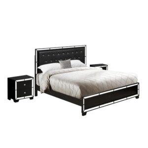 Our Black Luxurious Faux Leather Upholstery And Padded King Headboard Will Make Any Master Bedroom Lavish And Take Sleep To A Whole New Level With Comfort. We Are Offering Frame Set  Which Contains 1 Wood Bed Frame