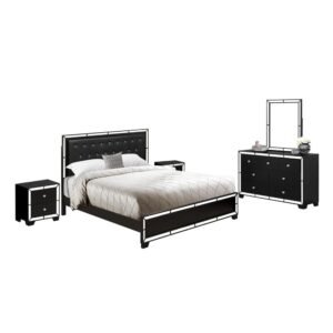 Our Black Magnificent Faux Leather Upholstery And Padded King Headboard Will Help To Make Any Master Bedroom Lavish And Take Sleep To A Whole New Level With Comfort. We Are Providing A King Size Bedroom Set  That Contains 1 King Size Frame