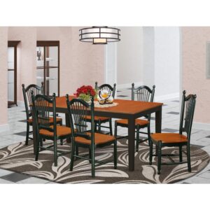 and emphasized with just the right tone of a magnificent cherry finish. Treat your room's decor with a new and polished look with this modern 7 Piece Dining Set. Included in the set is a single