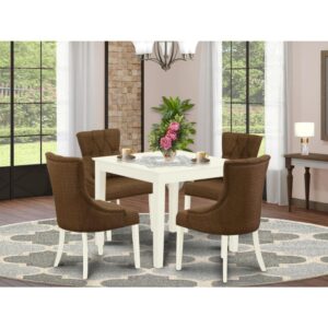 The Linen White finish gives you the Glimmer and shadows on the small kitchen table's legs with various contours and ridges for an antique dining room table set. Made up of prime quality rubber wood