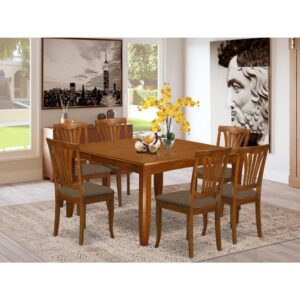 This amazing table set provides a vintage style with dining room table and kitchen dining chairs which are right at your home either in an operational kitchen or formal dining room. The Dark Saddle Brown color will compliment just about any decorations and still provide a subsidiary component for the kitchen or maybe an successful engagement of design and style cohesion. The kitchen table and dining chairs possess an easy and gentle color with beveled edges and matching Saddle Brown color. The clever kitchen chairs come with an eye-catching and cozy experience that's needed for extended periods of seated conversations at this excellent table. The dining table is connected to four solid corner legs to get ample leg room as well as seating spaciousness.