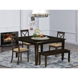 This type of modern piece of dining Set includes eight Dining chair and a table. The back design of the chairs added a sleek touch of attractiveness to the set. The chairs’ front legs are straight while the back legs are slightly curved to give it a proper balance and a classical design. This set of dining table is produced out of 100% Asian Hardwood in a Cappuccino finish.