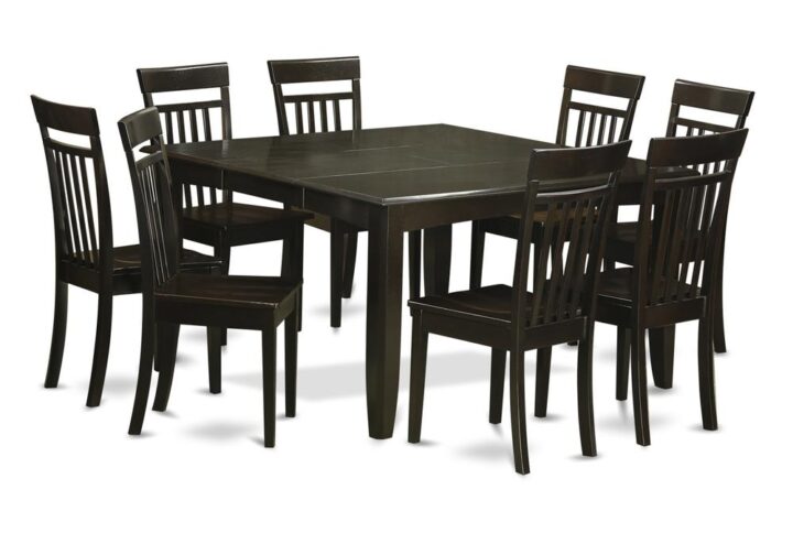 This amazing dining room set provides an old fashioned look having kitchen table and kitchen dining chairs that are right in your own home in either a working cooking area or specialised dining room. The Dark Cappuccino tone will certainly accompany virtually any interior decoration and still provide a subsidiary component to the kitchen space or an effective captivation of style and design cohesion. The dining table and dining chairs possess an easy and sleek color with beveled aspects and Complementing Cappuccino color. The slick dining chairs have a nice satisfying and cozy experience which is vital for long periods of seated conversations at this valuable dining table. The dinette table is placed on four strong corner legs to have a good amount of legroom and individual seating spaciousness.