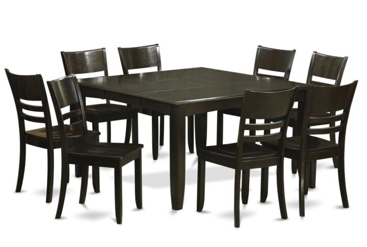 This amazing kitchen table set offers an old fashioned appearance with dining table and kitchen dining chairs which you'll find right in the house in both an operational kitchen or sophisticated dining-room. The Dark Cappuccino color is going to enhance just about any decor and provide a contrasting factor for the dining area or even an efficient concentration of style and design cohesion. The small kitchen table and dining room chairs have got an easy and seamless finish with beveled aspects and Complementing Cappuccino color. The slick dining room chairs come with an attractive and comfortable experience that is needed for extended periods of seated conversations at this dining room tables. The table is simply placed on four strong corner posts just for plenty of leg room and personal seating breathing space.
