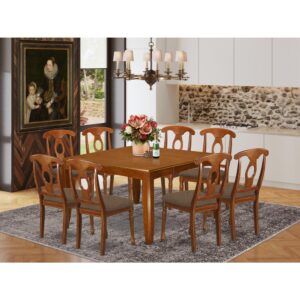 This dining room table set offers an old-fashioned style having dining table and dining chairs which are right at home in both a functioning kitchen area or sophisticated dining room. The Dark Saddle Brown color is going to harmonize with virtually any furnishings and present a subsidiary component to the dining area or an effective engagement of design and style cohesion. The dining table and kitchen dining chairs have got a clean and silky color with beveled aspects and matching Saddle Brown color. The slick dining room chairs have a pleasant and secure sense which is needed for long periods of seated discussions at this excellent dining room table. The dining table is mounted on 4 sturdy corner legs just for plenty of legroom and personal seating spaciousness.