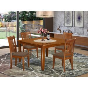 This dining room set delivers a time-honored appearance along with kitchen table and kitchen chairs which are right at home either in an operational cooking area or sophisticated dining room. The Dark Saddle Brown tone is likely to go with almost any furnishing and present a supporting component into the kitchen or maybe an useful immersion of style and design cohesion. The small kitchen table and kitchen dining chairs have a clean and gentle finish with beveled aspects and Complementing Saddle Brown color. The clever dining room chairs have a nice pleasant and comfy feel that's vital for long periods of seated discussions at this excellent kitchen table. The kitchen table is simply mounted on 4 solid corner legs just for considerable legroom and also seating spaciousness.