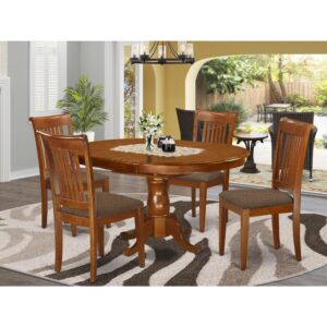 This oval exquisite small dining table sets enhance just about any dining-room with unique highlights and complicated style. These dining room set presents attractiveness and straight forward decor for a cozy and relaxed impression with a pretty simple touch of elegance. Fashionable table and chairs set is finished in lavish Saddle Brown. Oval small kitchen table featuring convenient 18” extendable leaf for extra friends as needed. Lovely ladder back style dinette chairs with either solid wood or cushion seat. Crafted from 100% real Asian solid wood for resilience