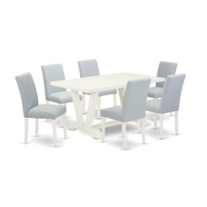 EAST WEST FURNITURE 7 - PC DINING ROOM TABLE SET INCLUDES 6 DINING ROOM CHAIRS AND WOOD DINING TABLE