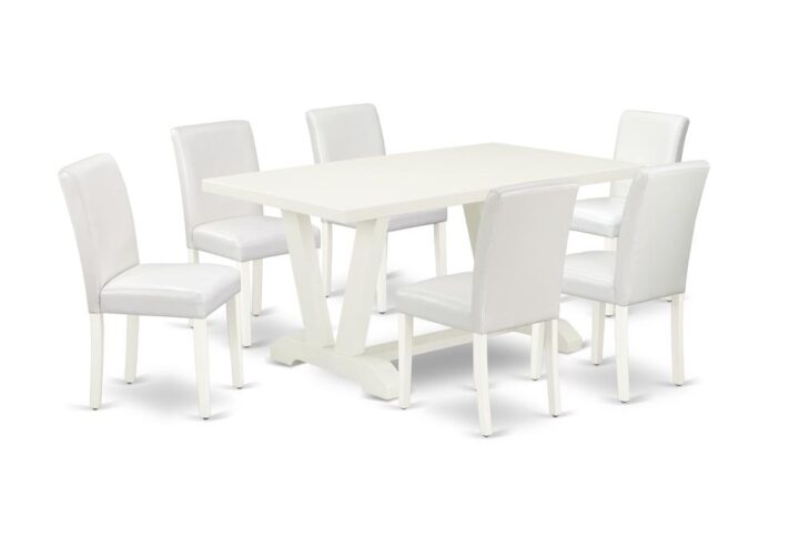 EAST WEST FURNITURE 7-PIECE RECTANGULAR TABLE SET WITH 6 PARSON CHAIRS AND RECTANGULAR WOOD DINING TABLE