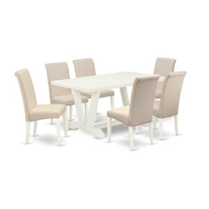 EAST WEST FURNITURE 7-PIECE DINING SET 6 AMAZING DINING CHAIRS AND SMALL TABLE
