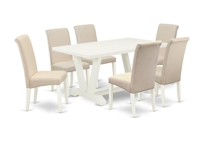 EAST WEST FURNITURE 7-PIECE DINING SET 6 AMAZING DINING CHAIRS AND SMALL TABLE
