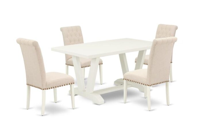 EAST WEST FURNITURE 5-PC DINETTE SET WITH 4 PARSON DINING CHAIRS AND RECTANGULAR dining table