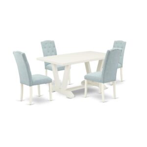 EAST WEST FURNITURE 5-PIECE MODERN DINING SET- 4 WONDERFUL PARSON DINING CHAIRS AND 1 RECTANGULAR TABLE