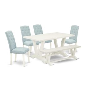 EAST WEST FURNITURE 6-PIECE KITCHEN DINING ROOM SET- 4 WONDERFUL DINING CHAIR