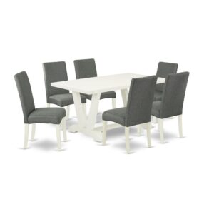 EAST WEST FURNITURE 7-PC MODERN DINING TABLE SET 6 FANTASTIC PARSON DINING CHAIRS AND RECTANGULAR DINETTE TABLE