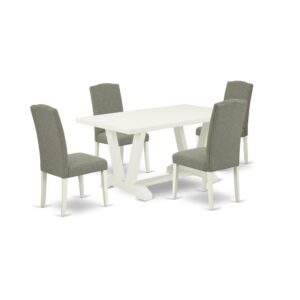 EAST WEST FURNITURE 5-PIECE DINING SET WITH 4 PARSON CHAIRS AND KITCHEN RECTANGULAR TABLE