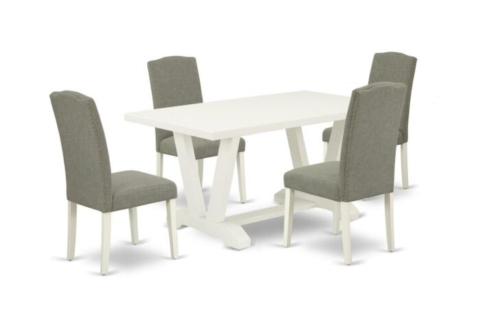 EAST WEST FURNITURE 5-PIECE DINING SET WITH 4 PARSON CHAIRS AND KITCHEN RECTANGULAR TABLE