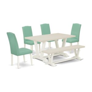 Our Mid Century Modern Dining Set  Adds A Touch Of Elegance To Any Dining Room That You And Your Family Will Absolutely Enjoy. The Elegant Modern Dining Set  Contains A Wood Dining Table And A Wooden Bench