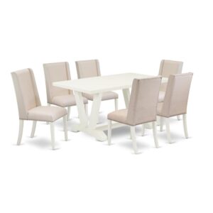 EAST WEST FURNITURE 7-PC DINETTE SET 6 GORGEOUS PARSON CHAIRS AND RECTANGLE TABLE