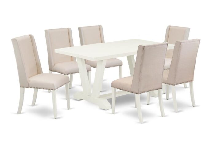 EAST WEST FURNITURE 7-PC DINETTE SET 6 GORGEOUS PARSON CHAIRS AND RECTANGLE TABLE