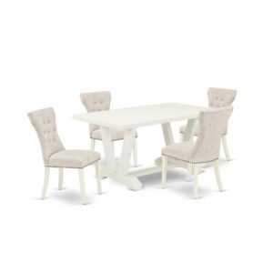 EAST WEST FURNITURE 5-PC DINING TABLE SET WITH 4 PARSON DINING ROOM CHAIRS AND rectangular TABLE