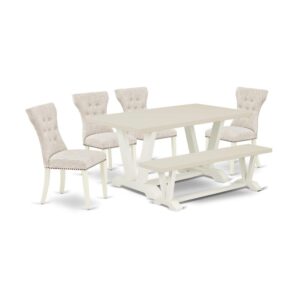 Our eye-catching mid century modern dining set will enhance the appearance of any dining area with its stylish design and decor. This 5-Piece kitchen dining table set contains an attractive rectangular table and 4 matching parson dining chairs. This dining table set adds some simple and contemporary beauty to your home. Ideal for dinette