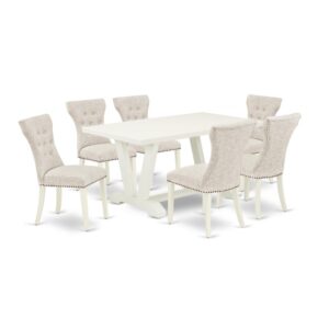 EAST WEST FURNITURE 7-PIECE DINING TABLE SET 6 LOVELY DINING ROOM CHAIRS AND RECTANGULAR DINING TABLE