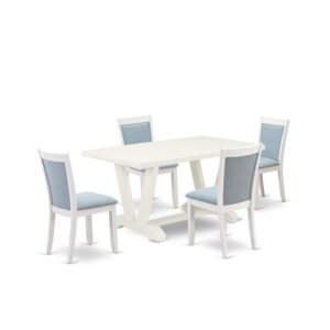 Our eye-catching dining room table set will boost the beauty of any dining area with its stylish style and decor. This 5-Piece mid century modern dining set includes an attractive rectangular dining table and 4 matching dining chairs. This table set adds some simple and contemporary beauty to your home. Ideal for dinette