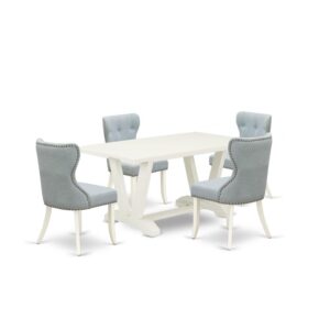EAST WEST FURNITURE 5-Pc DINING TABLE SET- 4 FANTASTIC DINING CHAIRS AND 1 MODERN DINING ROOM TABLE