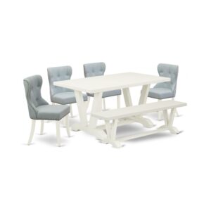 EAST WEST FURNITURE 6-PIECE DINING ROOM SET- 4 EXCELLENT DINING CHAIR