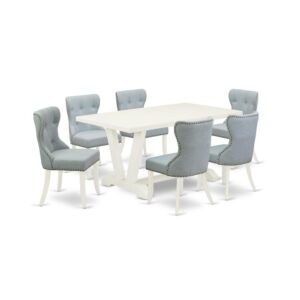 EAST WEST FURNITURE 7-PIECE KITCHEN TABLE SET- 6 AMAZING DINING PADDED CHAIRS AND 1 DINING TABLE