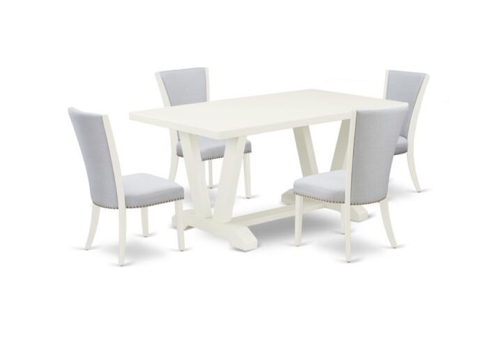 EAST WEST FURNITURE 5 - PIECE KITCHEN TABLE SET INCLUDES 4 DINING ROOM CHAIRS AND DINING ROOM TABLE